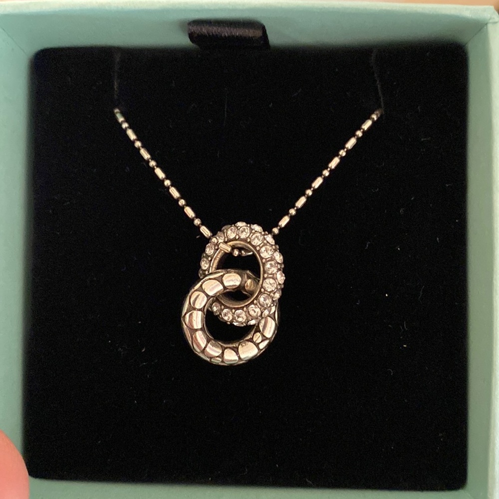 Diamond and printed linked circles necklace